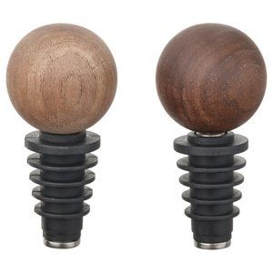 New PACK OF 2 - IKEA KROSAMOS  Bottle Stopper solid wood walnut stainless